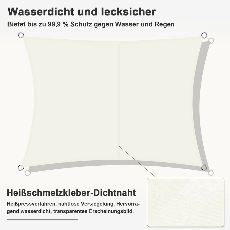 HENG FENG Sonnensegel 4x5 m rechteckig wasserdicht beige