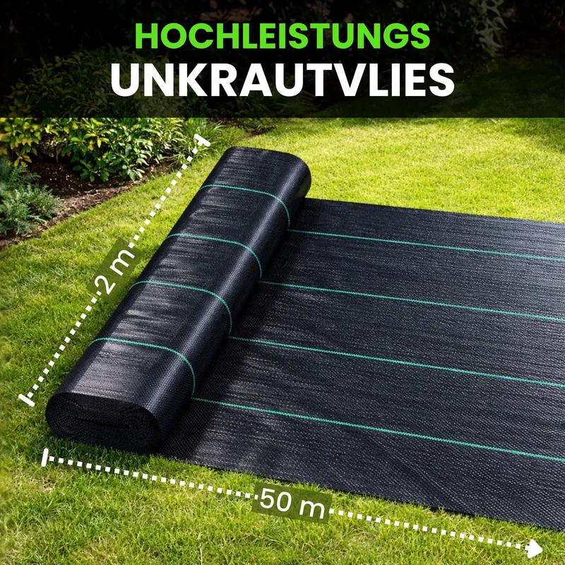Green Thumbz Unkrautvlies 2 x 50 m, 100 g/m², wasserdurchlässig