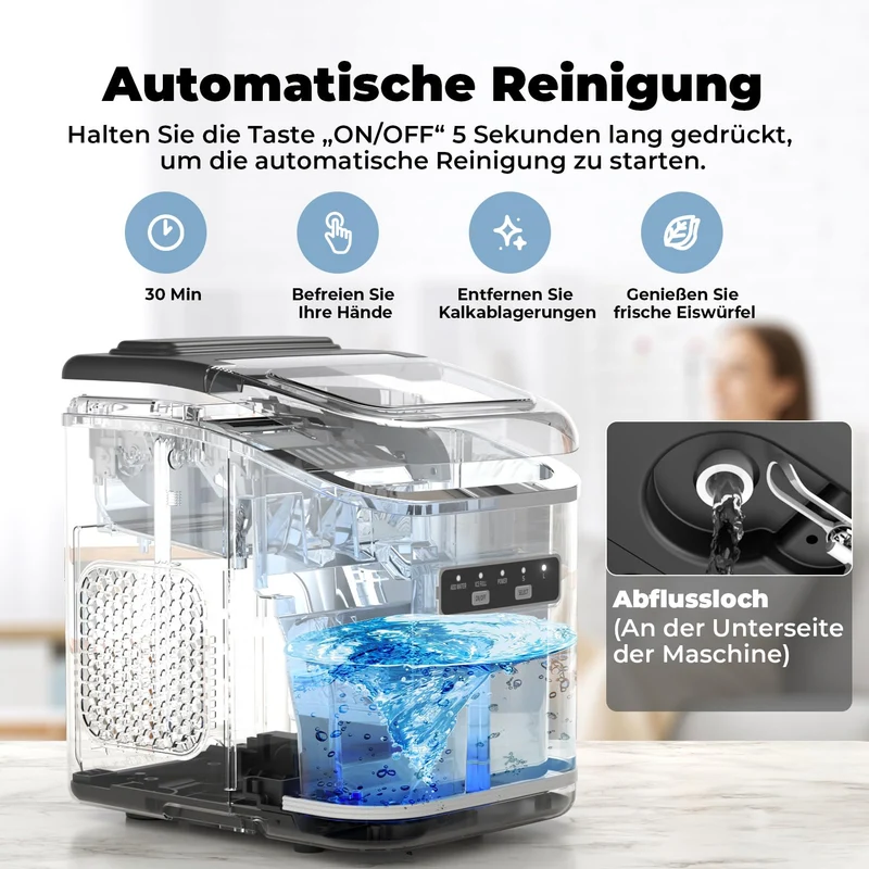Acmeenjoy Eiswürfelmaschine HZB-12/K, 12 kg/24 h, Selbstreinigung