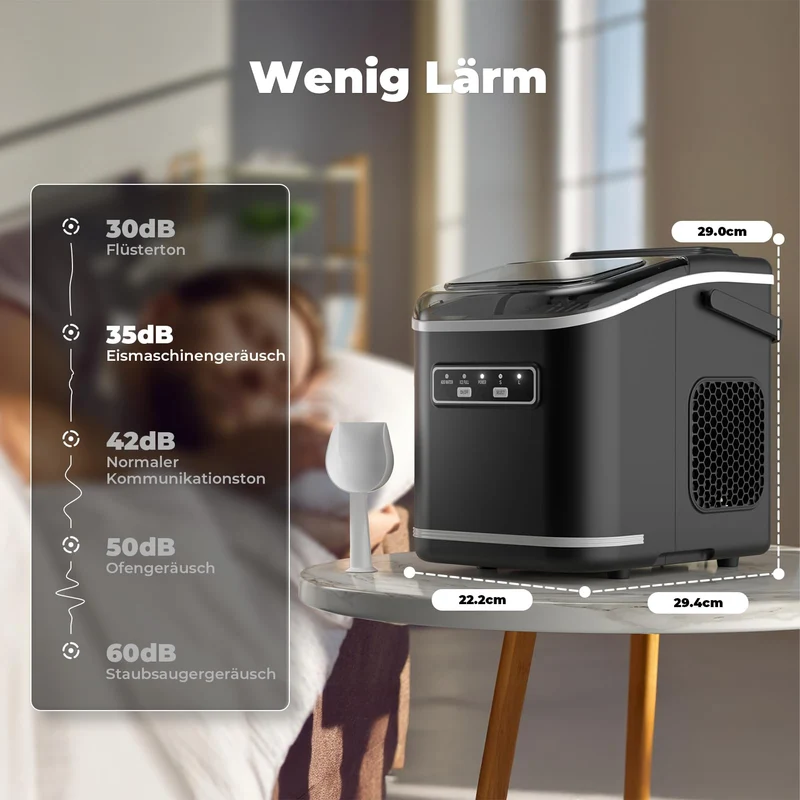 Acmeenjoy Eiswürfelmaschine HZB-12/K, 12 kg/24 h, Selbstreinigung