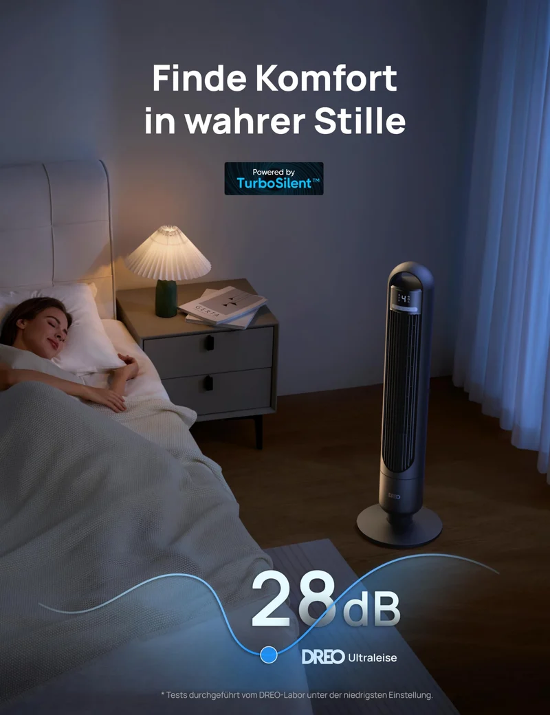DREO Turmventilator DR-HTF017, leise, mit Fernbedienung und Timer