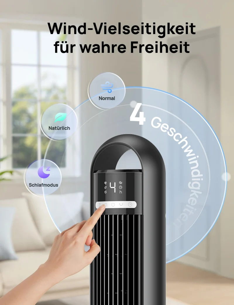 DREO Turmventilator DR-HTF017, leise, mit Fernbedienung und Timer