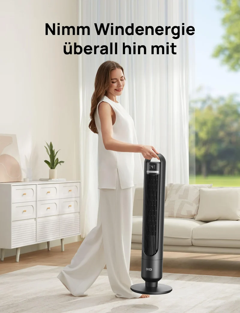 DREO Turmventilator DR-HTF017, leise, mit Fernbedienung und Timer