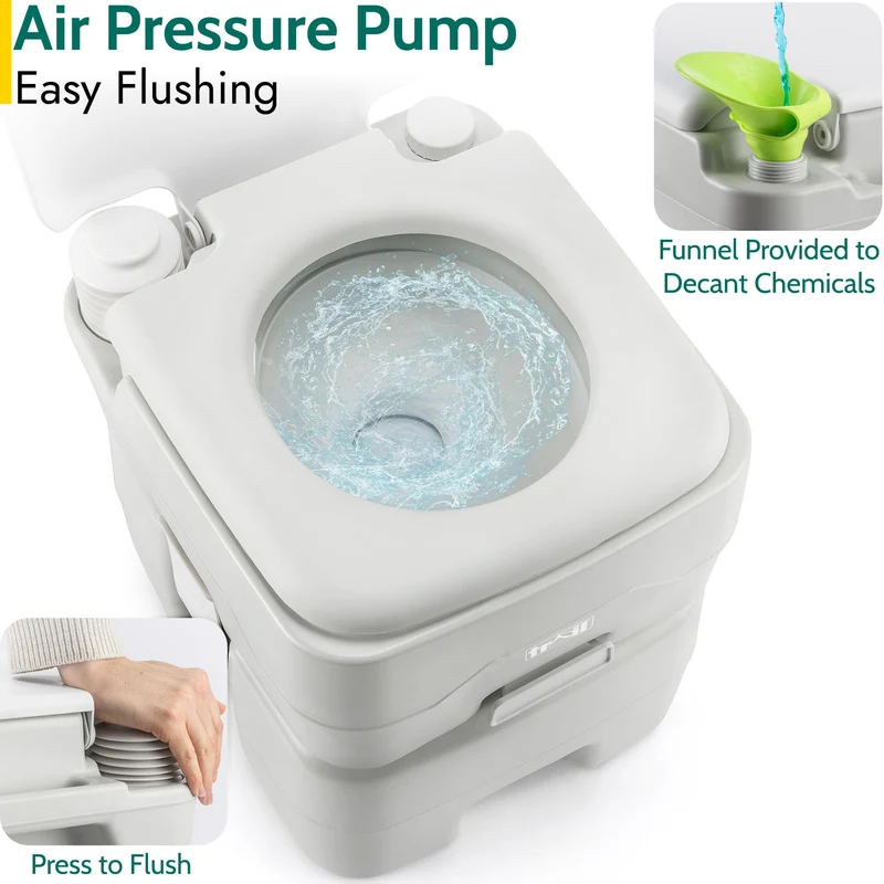 Trail Transportable Campingtoilette mit Spülung, 10-L-Fäkalientank