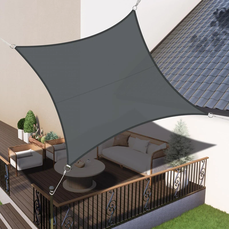 LOVE STORY Sonnensegel wasserdicht 4x4 m quadratisch Anthrazit