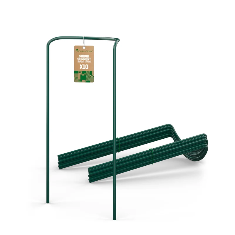 GardenGloss Strauchstützen aus Stahl, halbrund, 70 x 40 cm, 10 Stück
