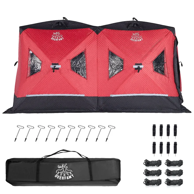 DEERFAMY Double-Layer Ice Fishing Hut Portable Tent Double Rooms