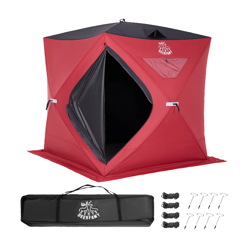 DEERFAMY Single-Layer Insulated Ice Fishing Shelter Portable Tent(3-4 People)