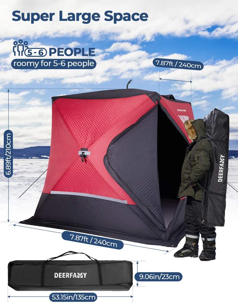 DEERFAMY IceExplorer Pro Double-Layer Ice Fishing Tent(5-6 People)