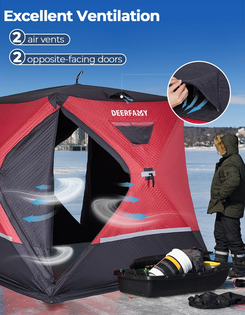 DEERFAMY IceExplorer Pro Double-Layer Ice Fishing Tent(5-6 People)