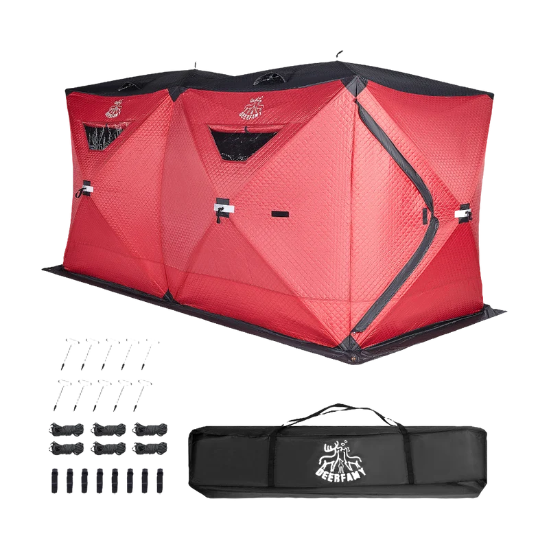 DEERFAMY 3-Layer Ice Fishing Shelter Portable Tent Double Rooms