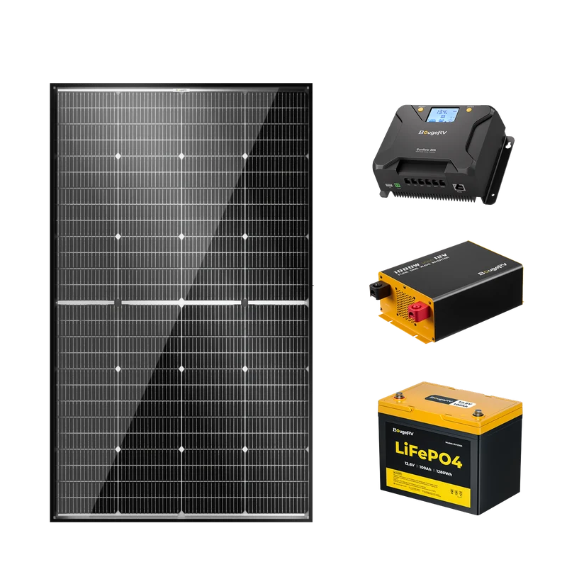 BougeRV 12V 200W TOPCon Rigid Solar System Kit
