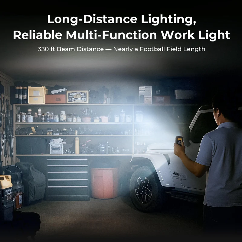 BougeRV WL01 PRO Rechargeable Work Light 180° Rotate Job Site Lighting