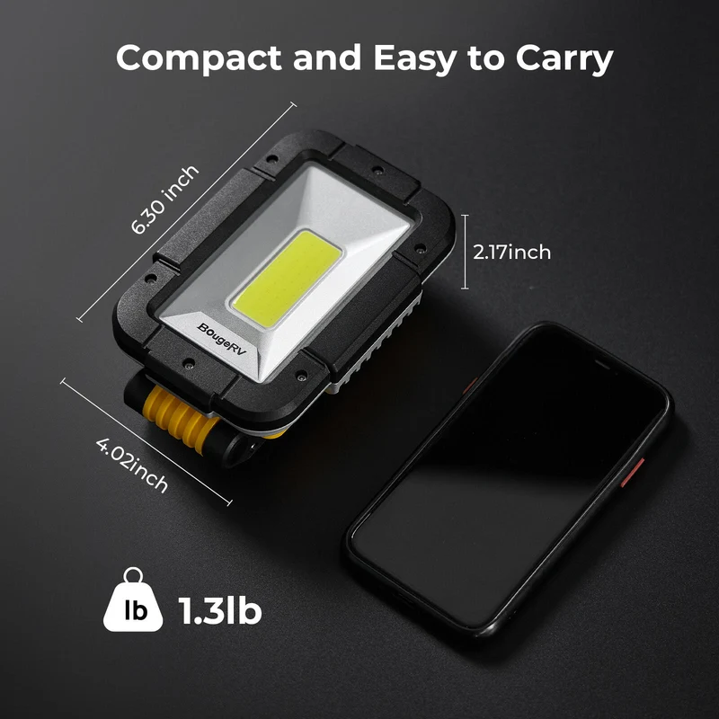 BougeRV WL01 PRO Rechargeable Work Light 180° Rotate Job Site Lighting