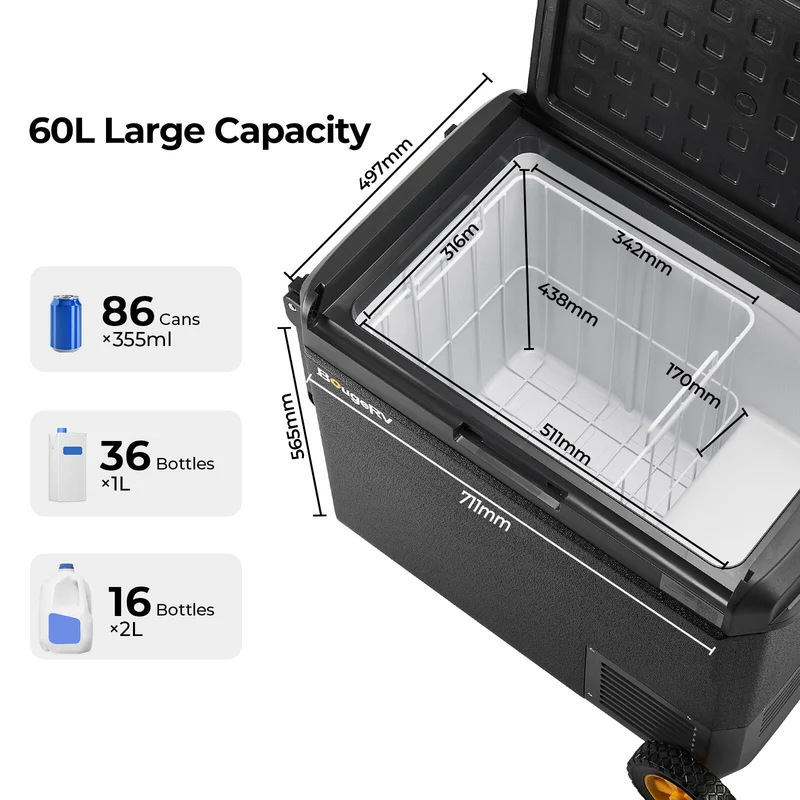 BougeRV CRS 63QT 12 Volt Portable Car Fridge