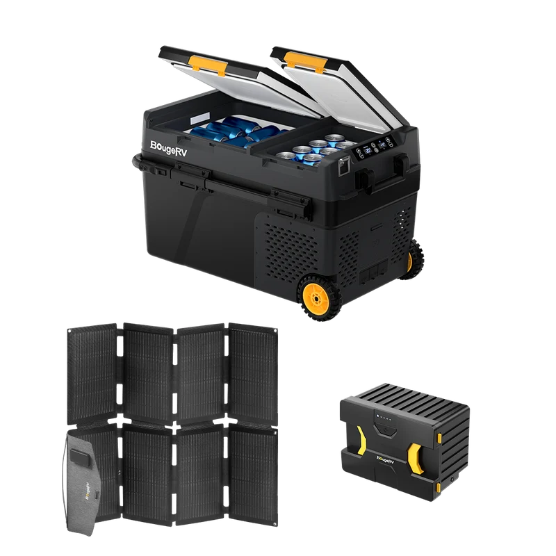 BougeRV CRD2 Dual Zone Solar Battery Portable Fridge Kit