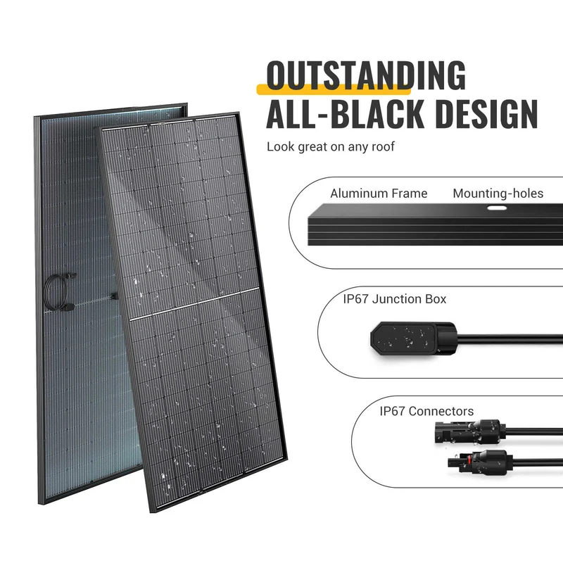 BougeRV Bifacial 800 Watts 10BB 12V/24V Rigid Solar Panel