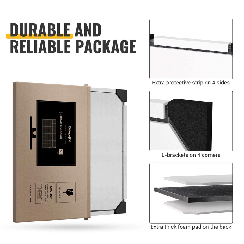 BougeRV Bifacial 800 Watts 10BB 12V/24V Rigid Solar Panel