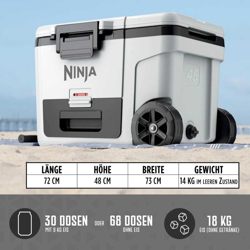 Ninja FrostVault Kühlbox mit Rollen, 42 l, Wolkenweiss, FB245EUWH