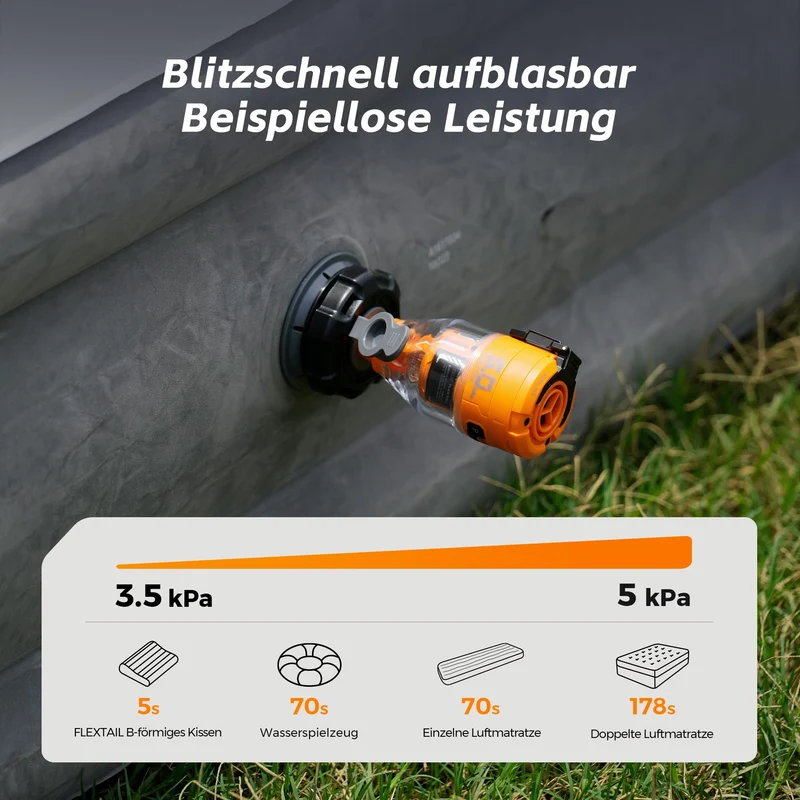FLEXTAILGEAR MAX Pump 3 Tragbare Luftpumpe mit Licht, Orange