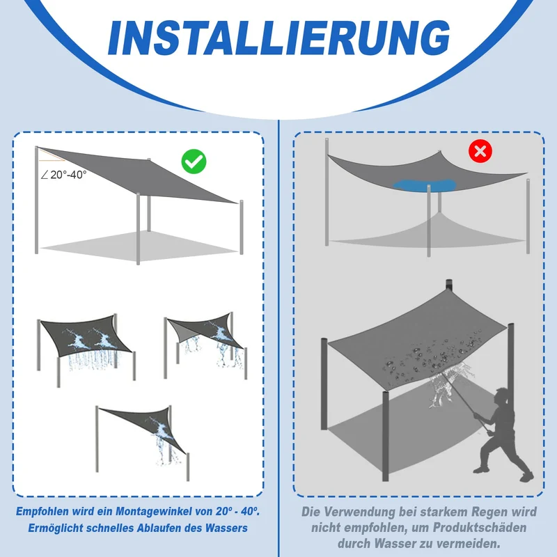 Sunnylaxx Sonnensegel 4x5 m rechteckig, wasserdicht, Creme