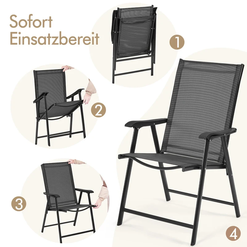 Yaheetech Gartenstühle 2er Set, klappbare Hochlehner bis 150 kg