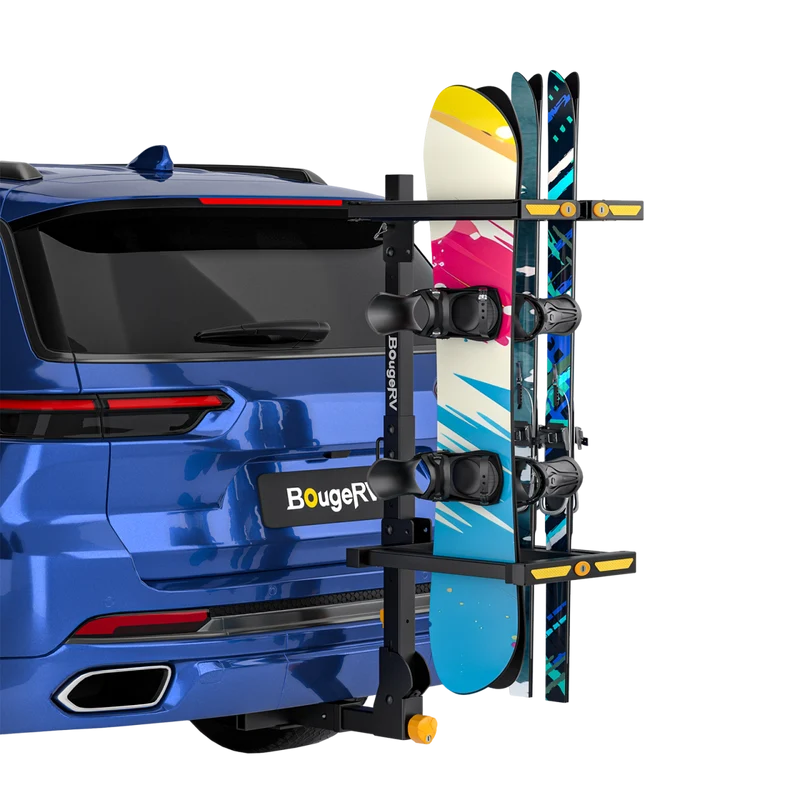 BougeRV Hitch Ski Snowboard Rack with Security Lock