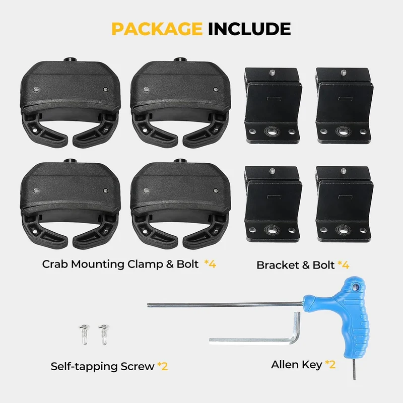 BougeRV Solar Panel Crab Mounting Kit for Cars with Cross Bars