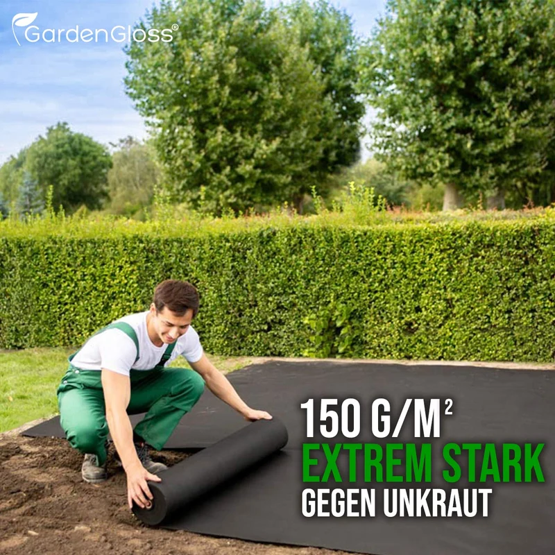 GardenGloss Unkrautvlies 20 m², 150 g/m², wasserdurchlässig