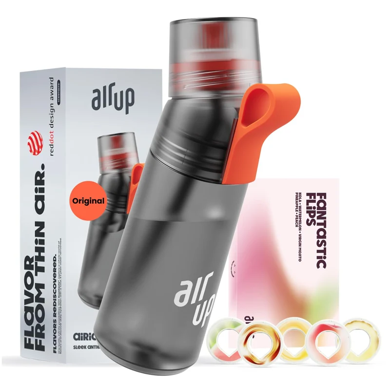 air up Trinkflasche Twist Pro 600 ml, Grau, inkl. 5 Duft-Pods
