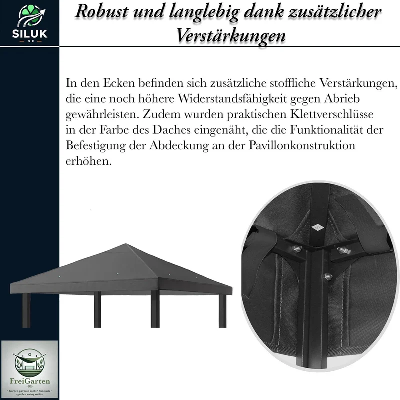freigarten.de Ersatzdach für Pavillon 3x3 m, wasserdicht, Anthrazit
