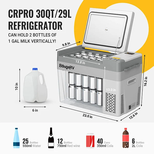 CRPRO30 30 Quart Portable Car Fridge White With 266Wh Power Station