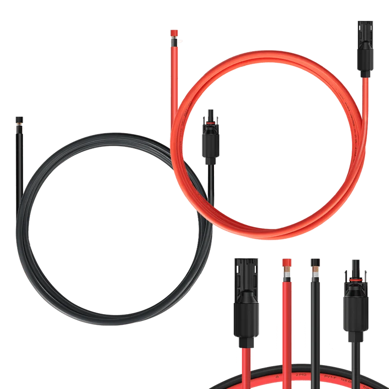 Solar Extension Cable with Extra Free Connectors(xx FT Red+xx FT Black)