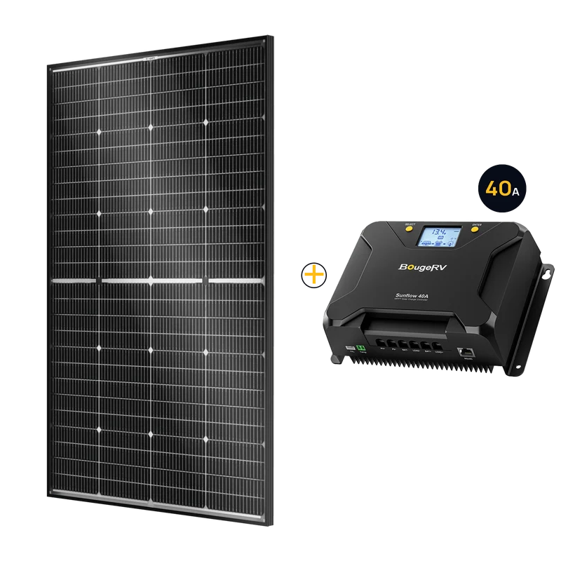 BougeRV 16BB 24V N-Type 200 Watt Bifacial Solar Panel+40A MPPT Solar Controller Kit