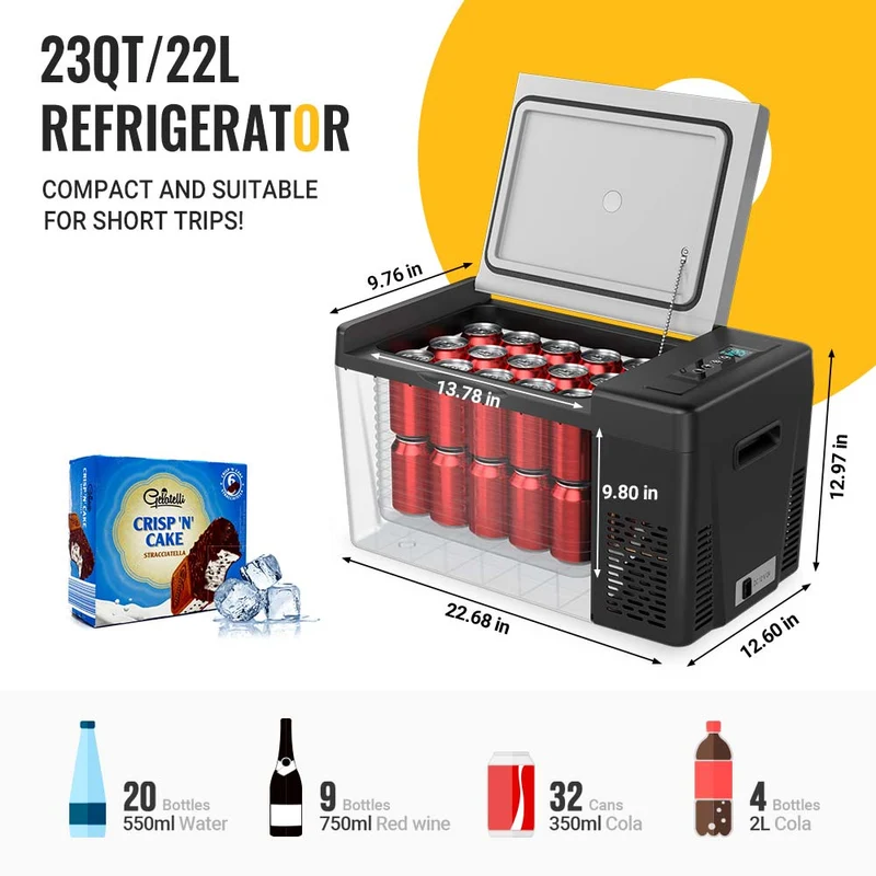 12V 23 Quart Portable Fridge Black