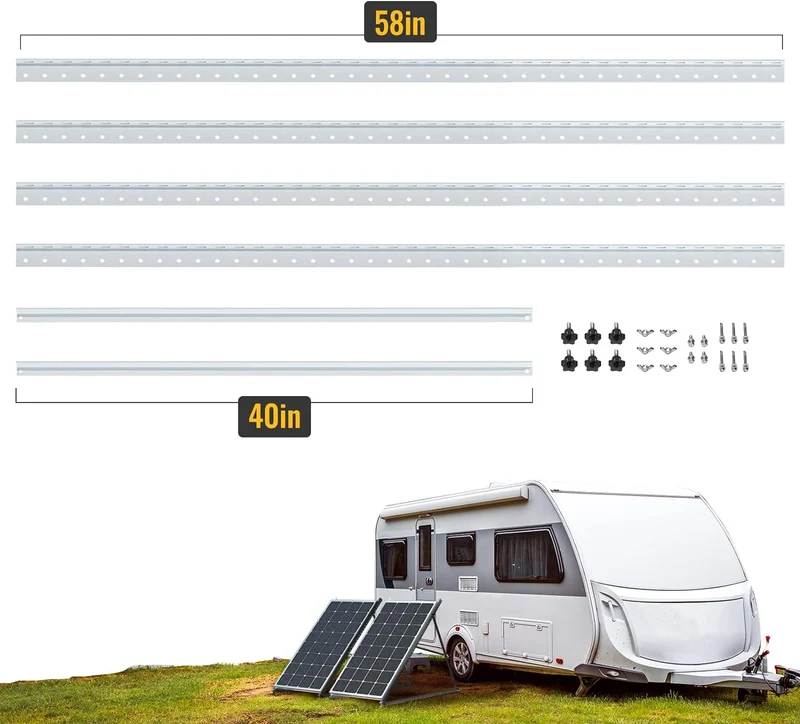 BougeRV 58in Adjustable Solar Panel Tilt Mount Brackets with Foldable Tilt Legs
