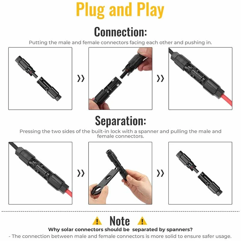 (8AWG) 12PCS Solar Connector with Spanners IP67 Waterproof Male/Female