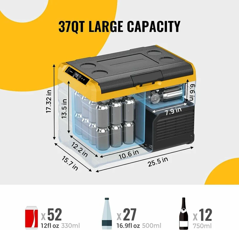 12V 37/48/59 QT Dual Zone Portable Fridge(Refurbished)