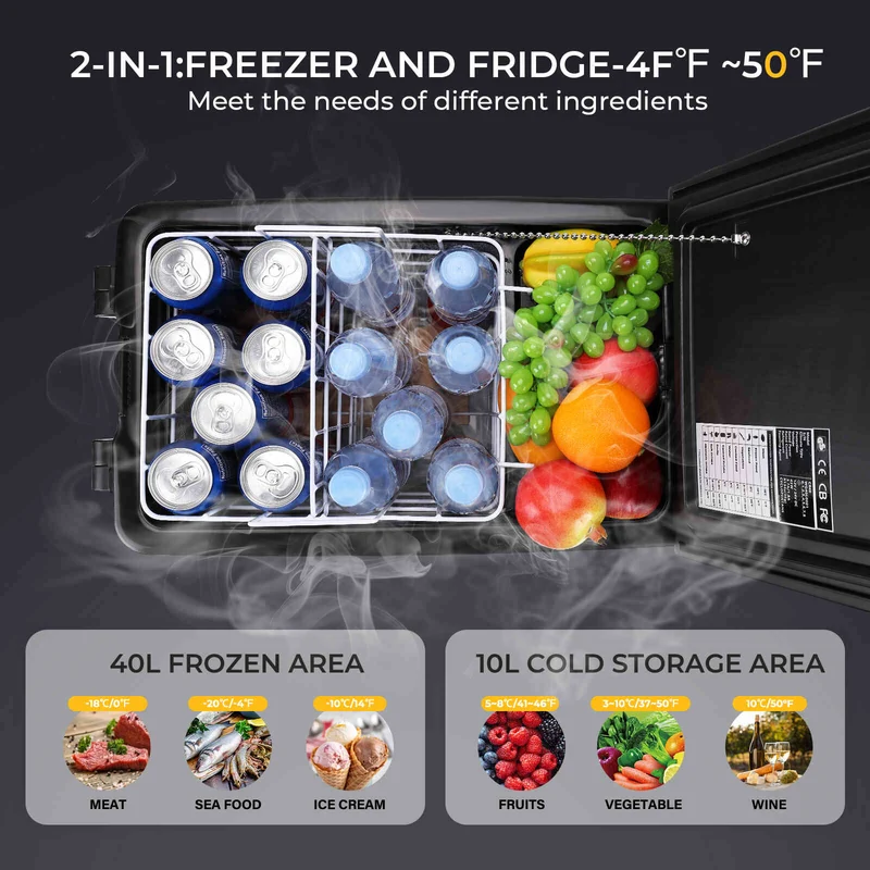 12V 53 Quart Portable Fridge Car Freezer