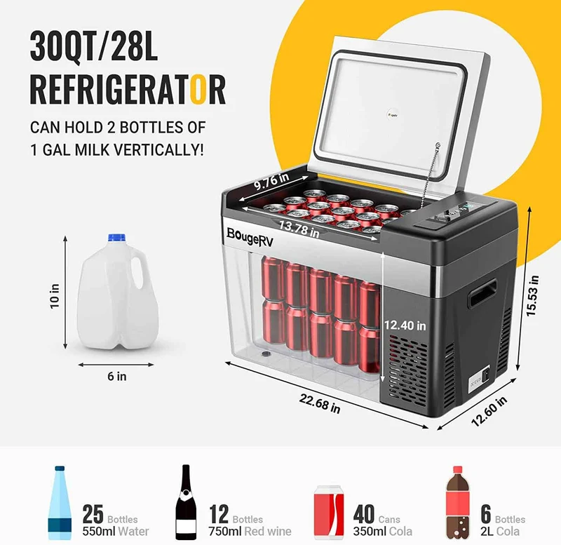 12V 30 Quart (28L) Portable Fridge Black