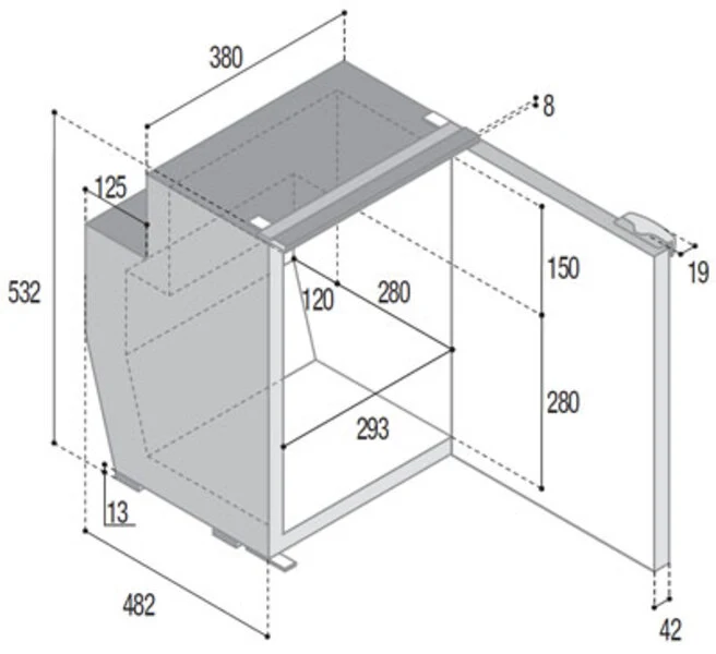 Vitrifrigo C51i Kompressor-Kühlschrank, 12/24V, 51L, mit Gefrierfach, grau