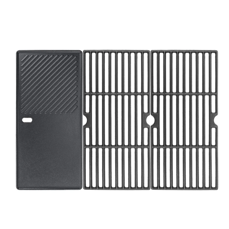 GFTIME Grillrost und Grillplatte aus Gusseisen, 43 x 62,5 cm