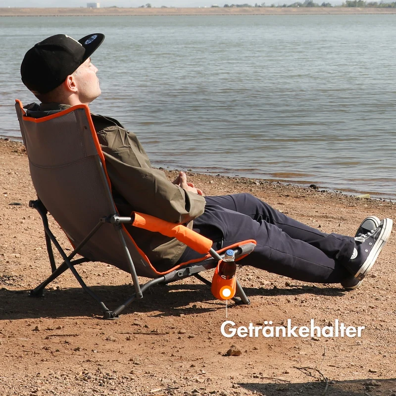 Portal Strandstuhl klappbar mit Getränkhalter und Tragetasche, 150 kg