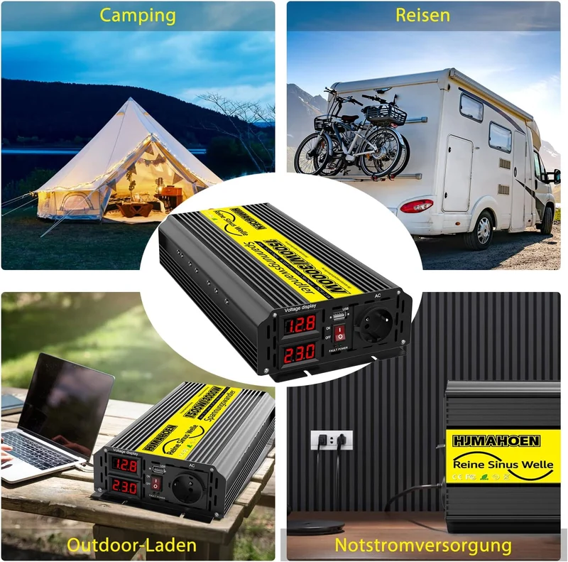 1500 W Wechselrichter 12 V auf 230 V – Reiner Sinus, 3000 W Spitzenleistung, USB
