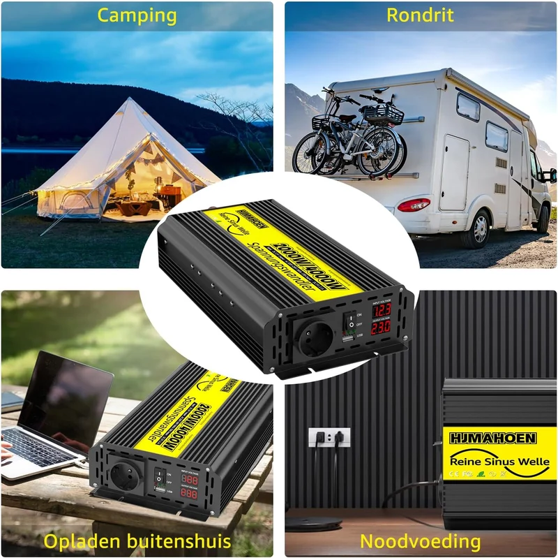 2000 W Wechselrichter 12 V auf 230 V – Reiner Sinus, 4000 W Spitzenleistung, USB