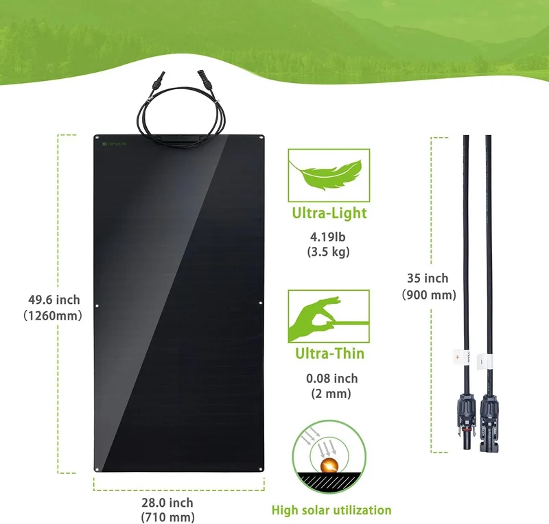 Flexibel Solarmodul 180 Watt/ Solarpanel 12V Monokristallin für Wohnmobil/ Auto/ Wohnwagen/ Boot/ 12V Batterien