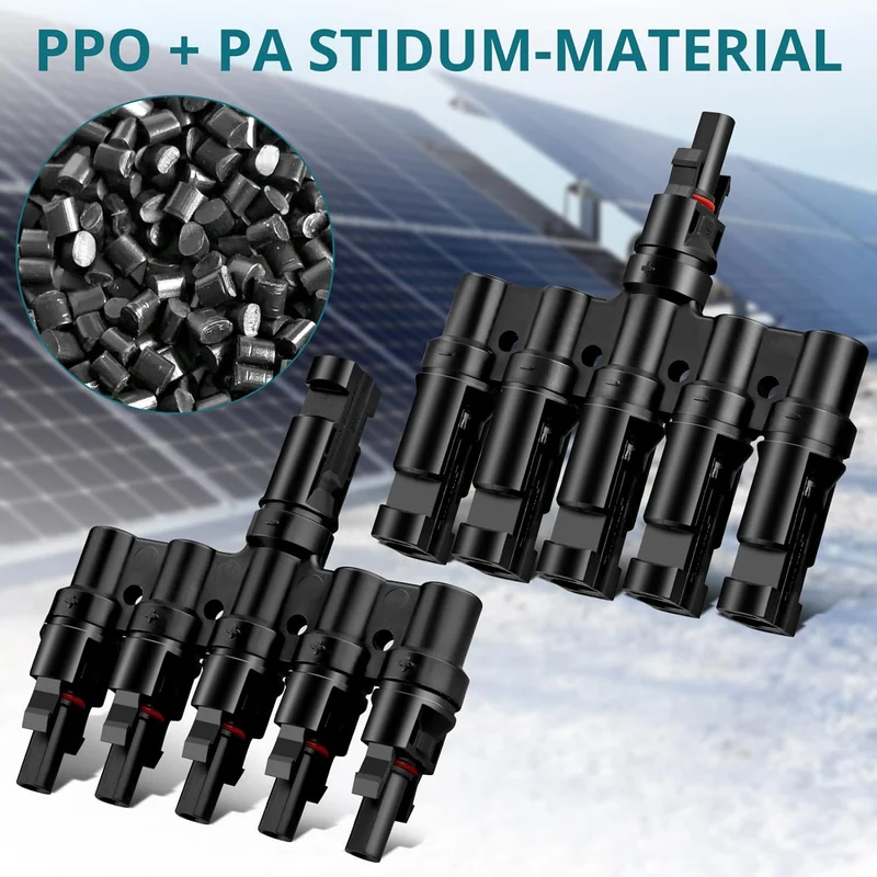 5-fach MC4 Solar-Abzweigverbinder – 1 Set für die Parallelschaltung von bis zu 5 Solarmodulen