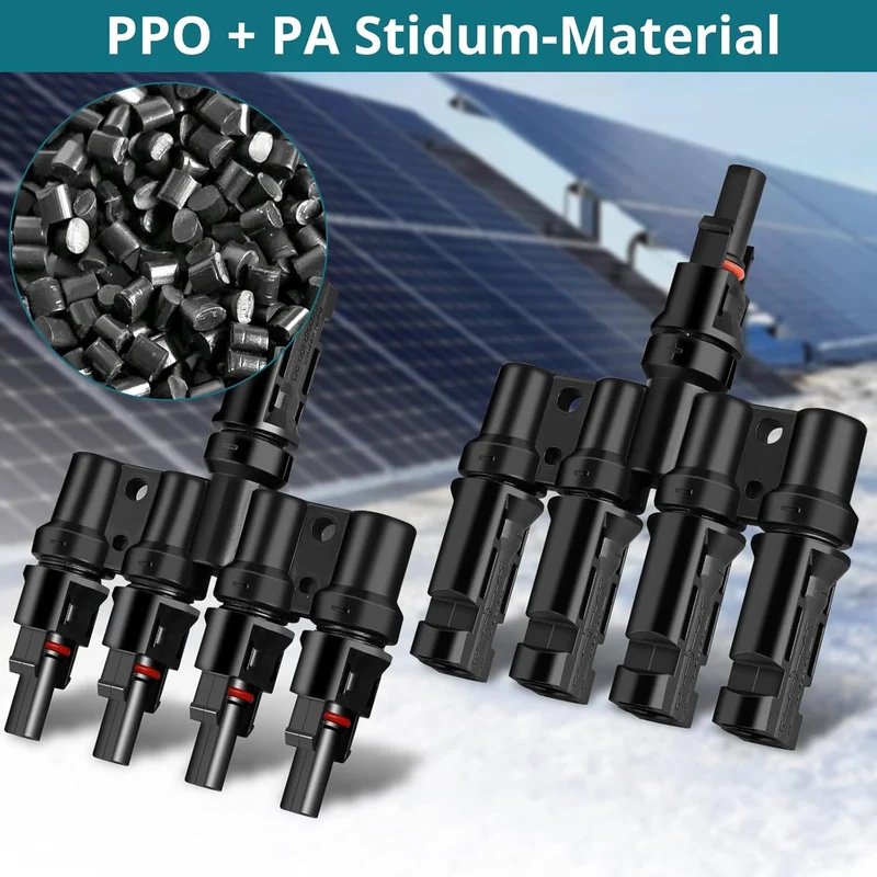 4-fach MC4 Solar-Abzweigverbinder – 1 Set für die Parallelschaltung von 4 Solarmodulen