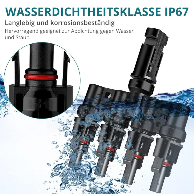 4-fach MC4 Solar-Abzweigverbinder – 1 Set für die Parallelschaltung von 4 Solarmodulen