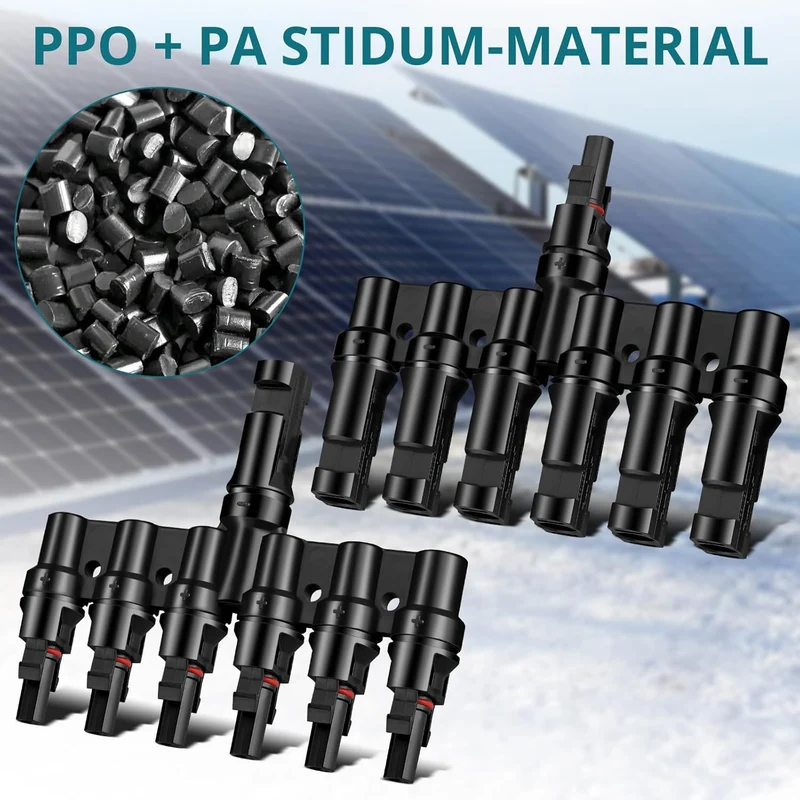 6-fach MC4 Solar-Abzweigverbinder – 1 Set für die Parallelschaltung von bis zu 6 Solarmodulen